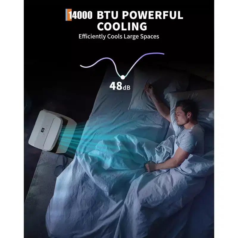 Airconditioners van 14.000 BTU, koelen tot 750 vierkante voet, draagbare 3-in-1-airconditioner met koel-, ontvochtigings- en ventilatormodi en afstandsbediening