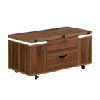Multifunctionele moderne salontafel met hefbaar blad en verborgen opbergruimte, 4 krukken en zwenkwielen, perfect voor moderne woonruimtes