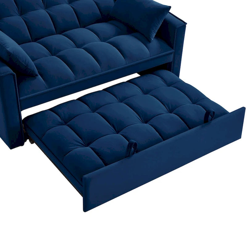 Divano letto loveseat 4 in 1 con braccioli e tasche portaoggetti, divano letto estraibile trapuntato multifunzione con schienale regolabile