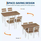 5-teiliges Küchentisch- und Stuhlset mit Metallgestell und abgeschrägtem Design