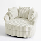 Set di 2 poltrone girevoli a conchiglia oversize da 43 W in morbido velluto a coste con cuscini