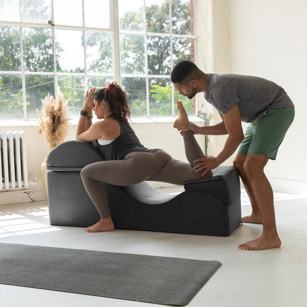 Chaise longue convertibile Avana Kami / poltrona per yoga e massaggi - pouf 2-in-1 con poltrona lounge da yoga ripiegabile estraibile nascosta, microvelluto - N/A