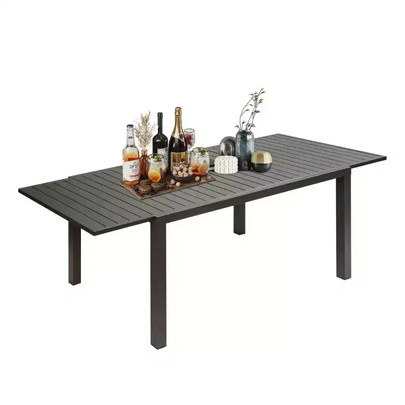 Okak aluminium eettafel voor patio, uitschuifbare tafel voor eetkamer en keuken