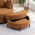 Sillón decorativo giratorio tapizado de 42.3W con 4 cojines y otomana de almacenamiento en forma de media luna