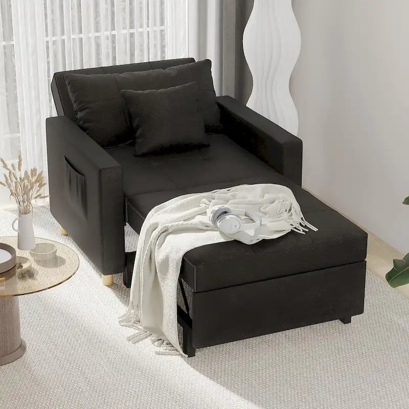 Poltrona letto regolabile, trasformabile 3-in-1, disponibile in più colori, per 1 persona