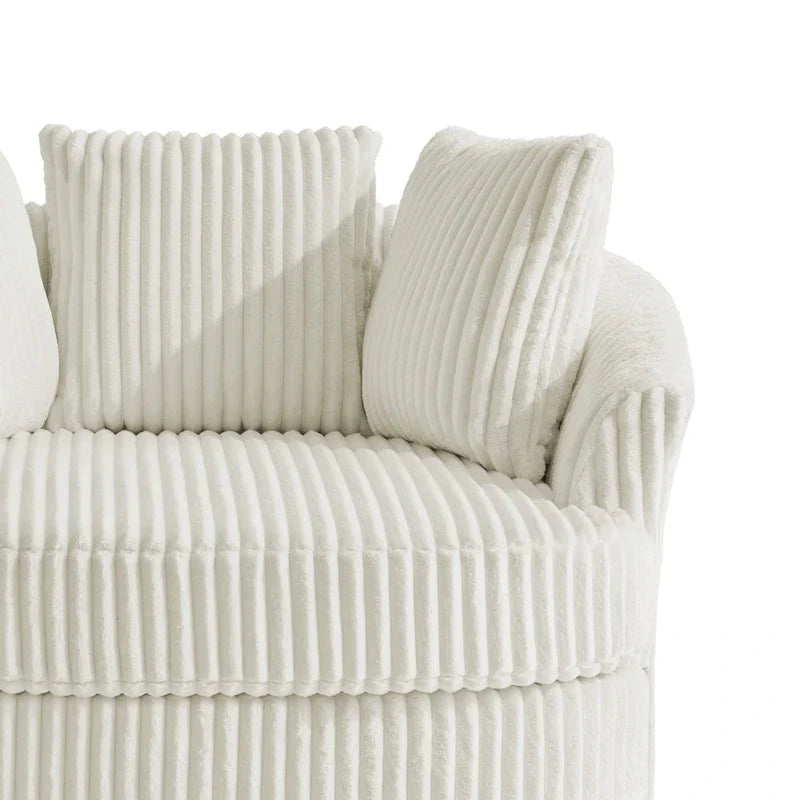 Set di 2 poltrone girevoli a conchiglia oversize da 43 W in morbido velluto a coste con cuscini