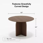 Table à manger ronde PexFix de 45 x 45 en bois massif, finition noyer et pieds élégamment arqués, pour salles à manger et cuisines modernes