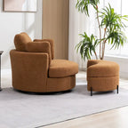Sillón decorativo giratorio tapizado de 42.3W con 4 cojines y otomana de almacenamiento en forma de media luna