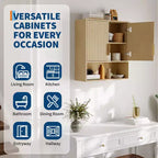Pensile da bagno - mobiletto per medicinali con ante stile fienile e ripiano regolabile - pensile da 25 x 23,6 x 9 pollici