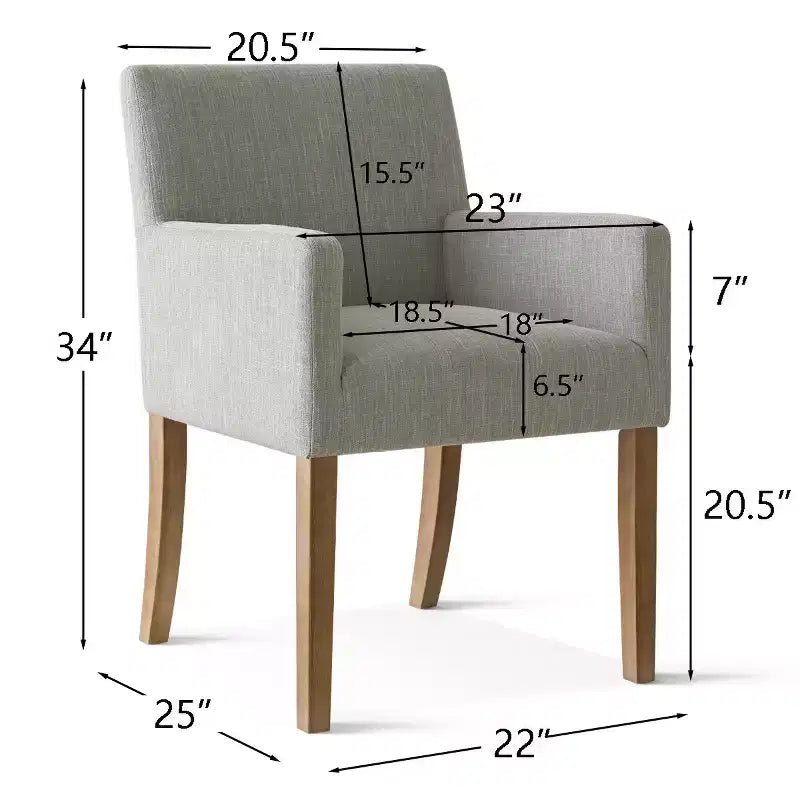 6er-Set gepolsterte Esszimmerstühle mit Armlehnen, moderne Leinen-Sessel mit Holzbeinen, Akzentstühle für Esszimmer und Wohnzimmer – Panipeachy