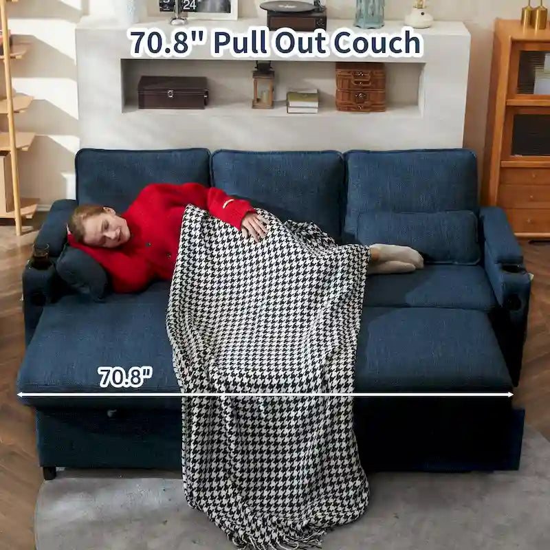 80 L-förmiges Schlafsofa, Schlafsofa mit ausziehbarem Bett, wendbares Schlafsofa