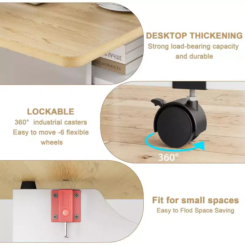 Mesa de comedor plegable para cocina, mesa de comedor que ahorra espacio, mesa de cocina extensible con ala abatible y 6 ruedas para espacios pequeños