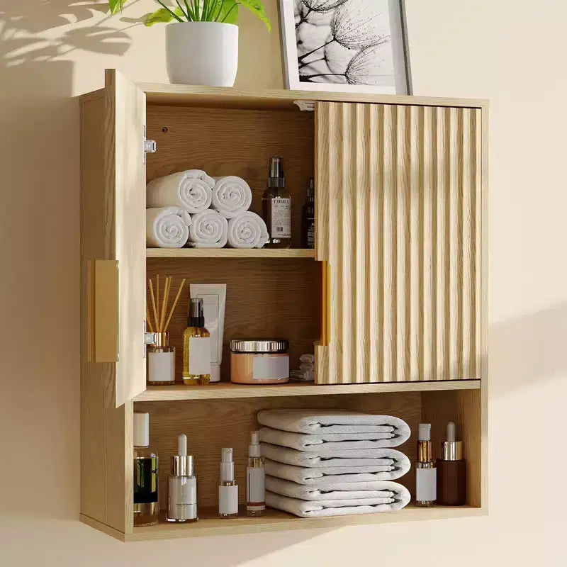 Pensile da bagno - mobiletto per medicinali con ante stile fienile e ripiano regolabile - pensile da 25 x 23,6 x 9 pollici