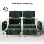 Dyonery 91 Eckschlafsofa mit ausziehbarem Bett, verstellbarer Rückenlehne, zwei ausziehbaren Betten, USB-Anschlüssen und Getränkehaltern, weicher Cordbezug