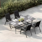 Sillas de patio, juego de 4/6 sillas de comedor apilables para exteriores, ligeras y resistentes a todo tipo de clima, de textileno, con reposabrazos, para jardín y zona de piscina