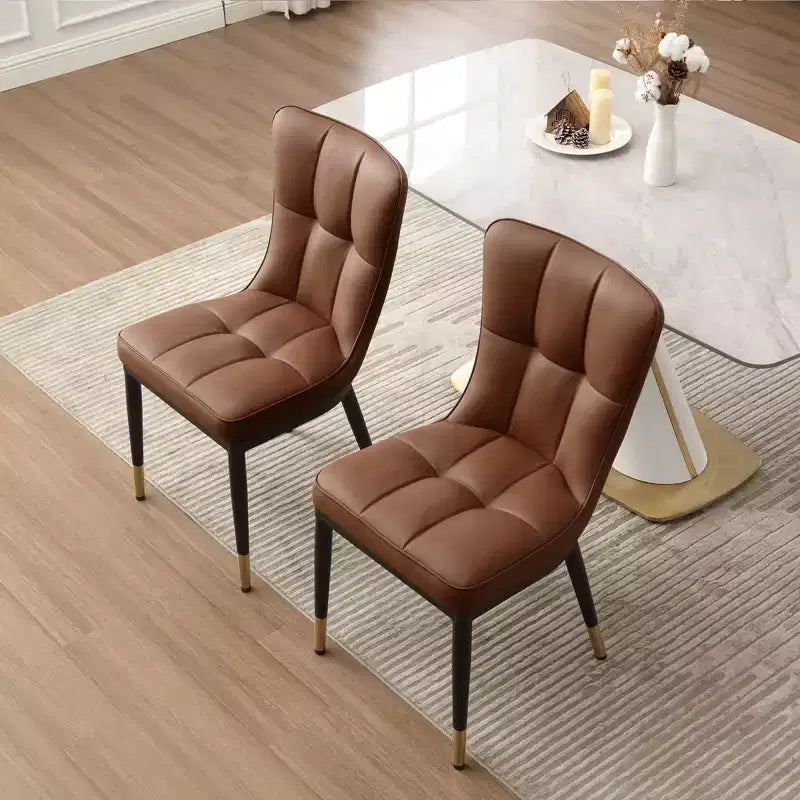 Bekrvio Esszimmerstuhl-Set mit 6 Stühlen, moderne gepolsterte Sitze aus Kunstleder mit hoher Rückenlehne, Metallbeine, armlehnenlose Küchenstühle für Ess- und Wohnzimmer