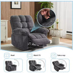 Sillón reclinable manual de tela transpirable y ergonómica con bolsillos laterales, sofá individual, adecuado para la sala de estar o el dormitorio