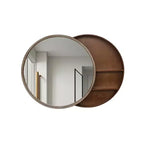 Moderne ronde wandspiegel van 23,6 inch met schuifdeur en opbergruimte, ruimtebesparende badkamerspiegel, accentspiegel voor de woonkamer