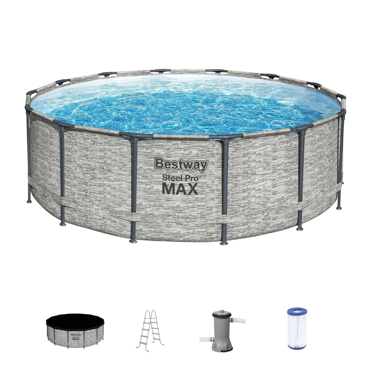 Piscina circolare fuori terra Bestway Steel Pro MAX in acciaio con pompa e copertura