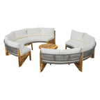 Conjunto de asientos para exterior para 6 personas con cojines y 1 mesa de centro