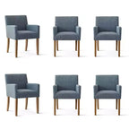 6er-Set gepolsterte Esszimmerstühle mit Armlehnen, moderne Leinen-Sessel mit Holzbeinen, Akzentstühle für Esszimmer und Wohnzimmer – Panipeachy