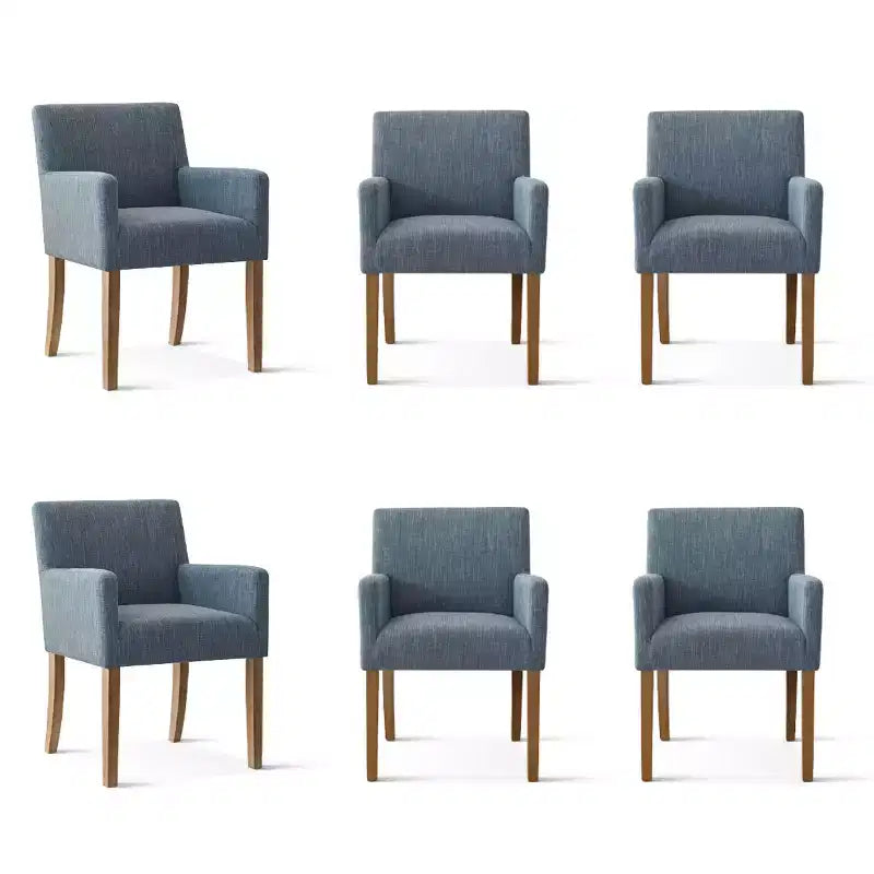 6er-Set gepolsterte Esszimmerstühle mit Armlehnen, moderne Leinen-Sessel mit Holzbeinen, Akzentstühle für Esszimmer und Wohnzimmer – Panipeachy