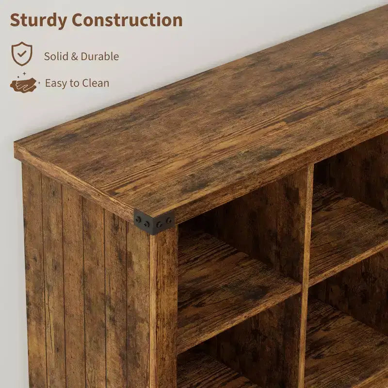 Bücherregal mit 8 Würfelfächern, horizontales Landhaus-Bücherregal, 62-Zoll-Holzregal mit Stauraum für den Eingangsbereich, lange niedrige Bücherregale für das Wohnzimmer