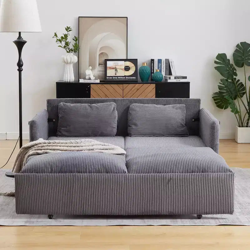 Divano letto in velluto a coste convertibile 3-in-1 da 64,5 con letto estraibile