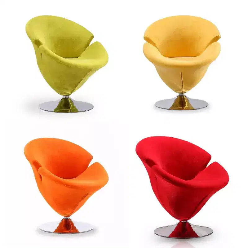 Set di 4 poltroncine girevoli Tulip Manhattan Comfort arancione/giallo: rivestimento in velluto, non richiede montaggio