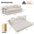 Sofá cama convertible 4 en 1, colchón de suelo plegable de pana sin armazón de 79 pulgadas con almohada, sofá biplaza sin montaje para apartamentos pequeños