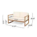 Set di mobili da giardino in legno di acacia, set da esterno con tavolino da caffè e morbidi cuscini per cortile, portico e balcone, beige - Merax