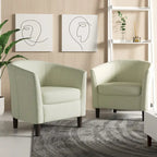 2er-Set moderne Leinen-Sessel im Fassdesign, Clubsessel