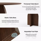 Table à manger ronde PexFix de 45 x 45 en bois massif, finition noyer et pieds élégamment arqués, pour salles à manger et cuisines modernes