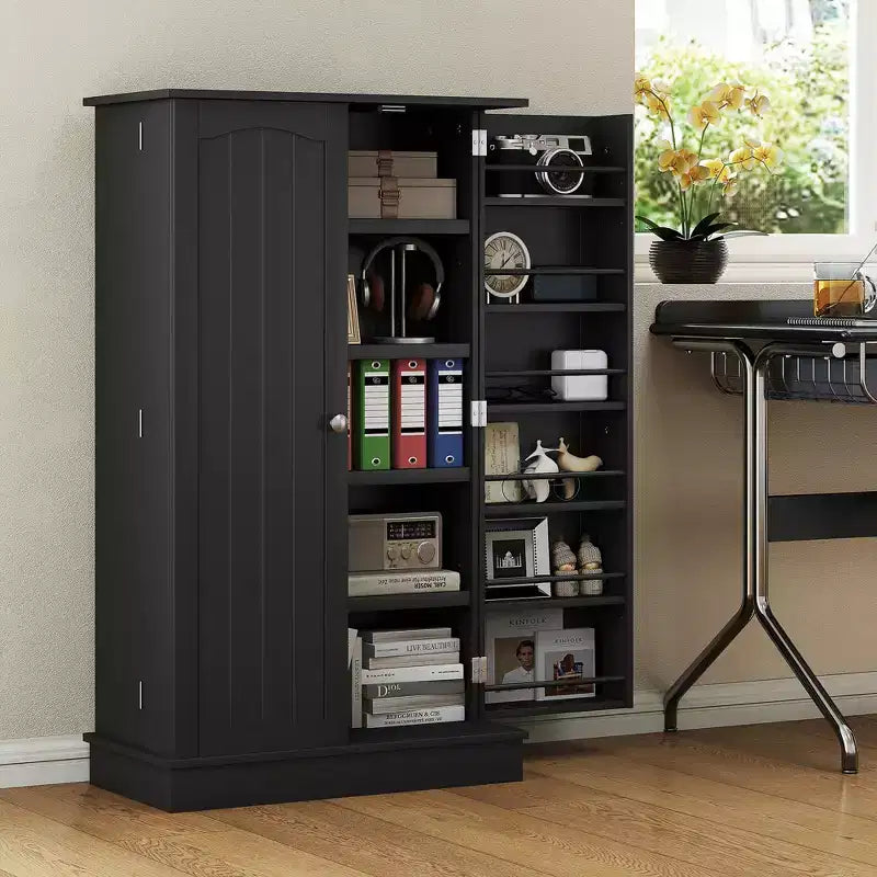 Dispensa da cucina HOMCOM da 41, armadietto da cucina a 2 ante con scaffalatura a 5 ripiani, 12 portaspezie e ripiani regolabili per la sala da pranzo