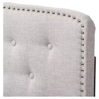 Modern Curved Fabric Headboard – Button-Tufted, Nailhead Trim, Grayish Beige