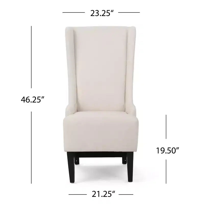 High-Back Wingback Dining Chair – Upholstered Polyester, Holds 250 lbs