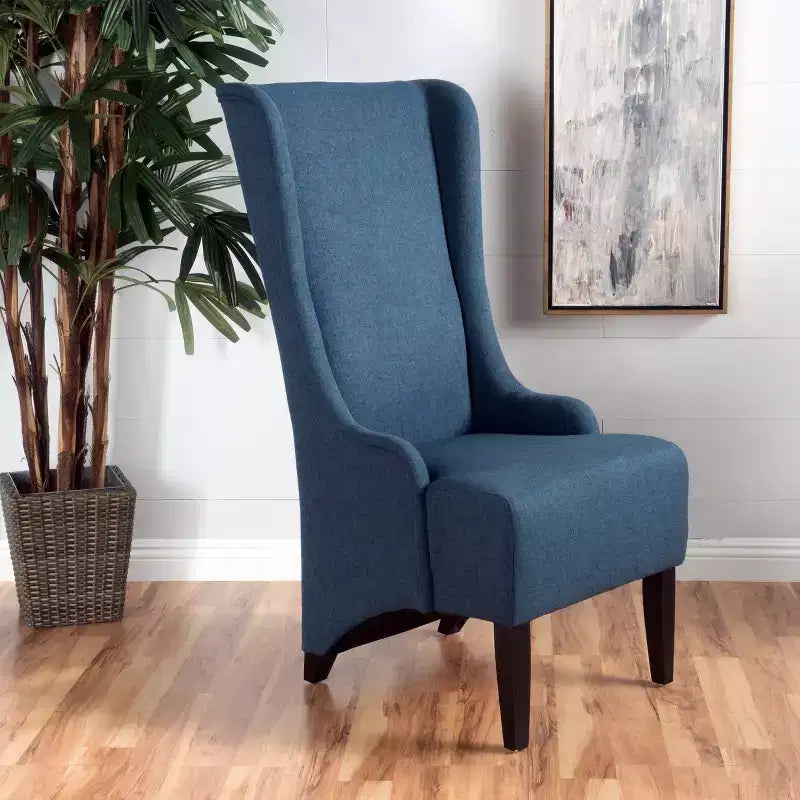 High-Back Wingback Dining Chair – Upholstered Polyester, Holds 250 lbs