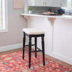 Backless Barstool – Solid Rubberwood, Padded Seat, Footrest, 30" High