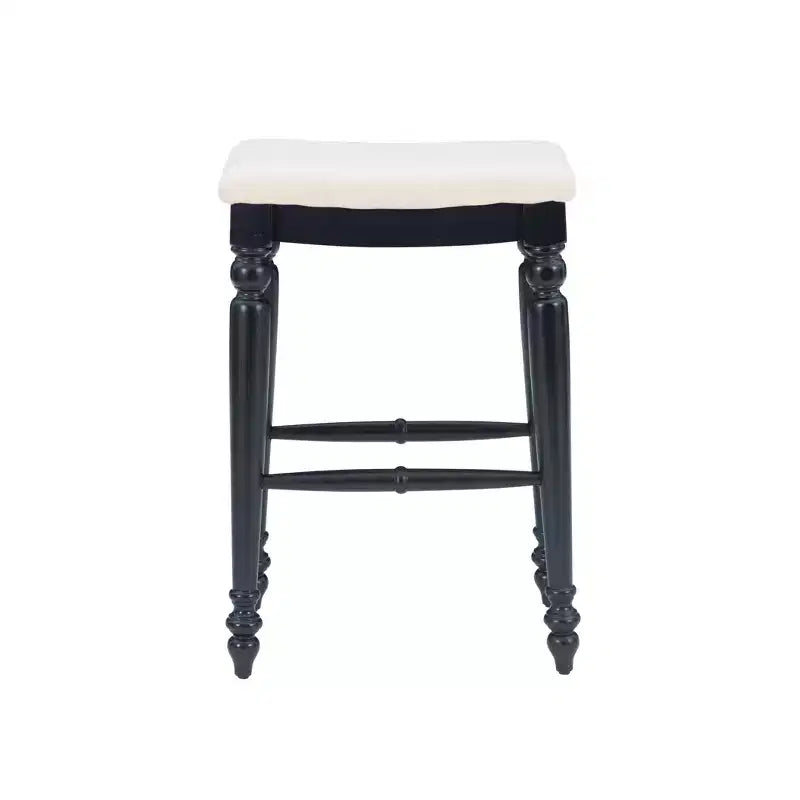 Backless Barstool – Solid Rubberwood, Padded Seat, Footrest, 30" High