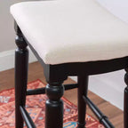 Backless Barstool – Solid Rubberwood, Padded Seat, Footrest, 30" High