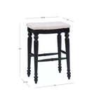 Backless Barstool – Solid Rubberwood, Padded Seat, Footrest, 30" High