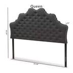 Modern Curved Fabric Headboard – Dark Gray, Button-Tufted, Nailhead Trim