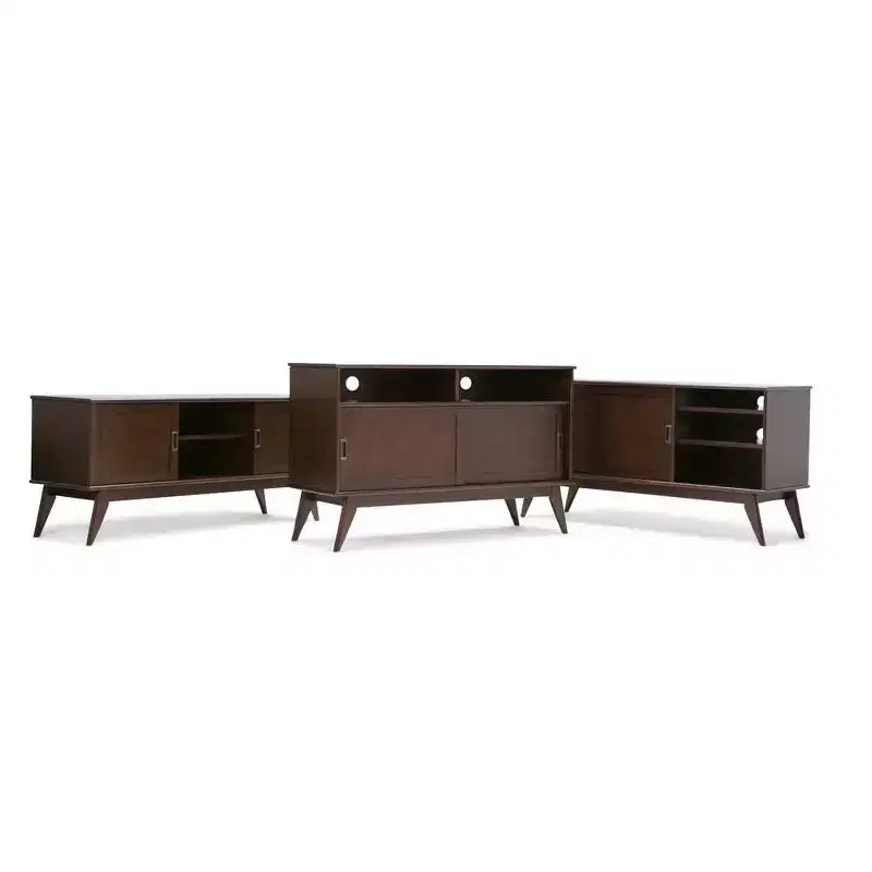 Mobile TV Tierney in legno massello stile Mid-Century per TV fino a 66" – 60" di larghezza