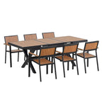7-teiliges ausziehbares Esszimmer-Set mit ausziehbarem Tisch und 6 Armlehnstühlen