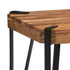 Tavolino da Caffè in Legno Massello di Acacia Bordo Naturale – Struttura in Metallo Nero, 109 cm