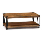 Tavolino da Caffè in Legno Massello di Acacia Bordo Naturale – Struttura in Metallo Nero, 109 cm