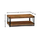 Tavolino da Caffè in Legno Massello di Acacia Bordo Naturale – Struttura in Metallo Nero, 109 cm