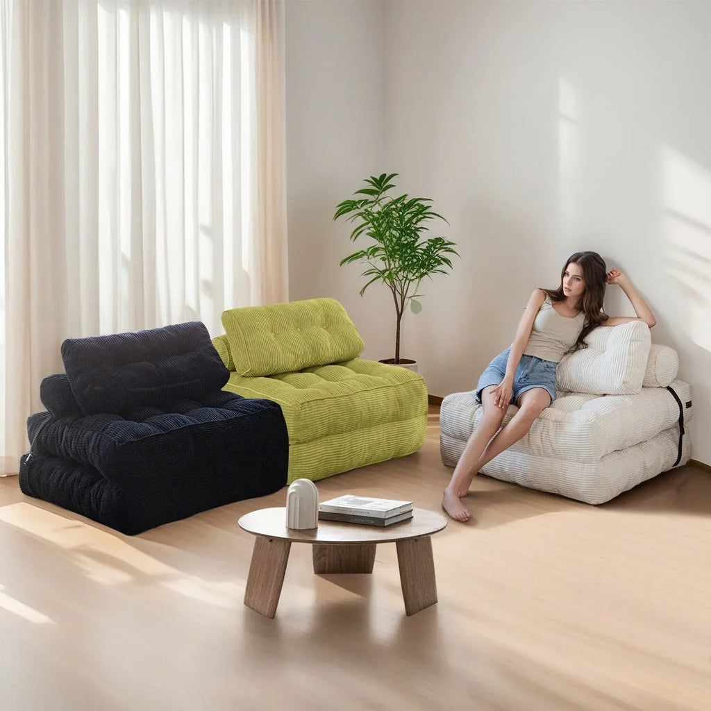 8 Cord-Sofa zum Zusammenklappen, Schlafsofa, Einzel