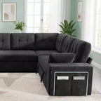 Divano componibile letto modulare Dyonery 112 con letto estraibile, divano componibile a U con contenitore, sedute extra larghe e profonde per il soggiorno