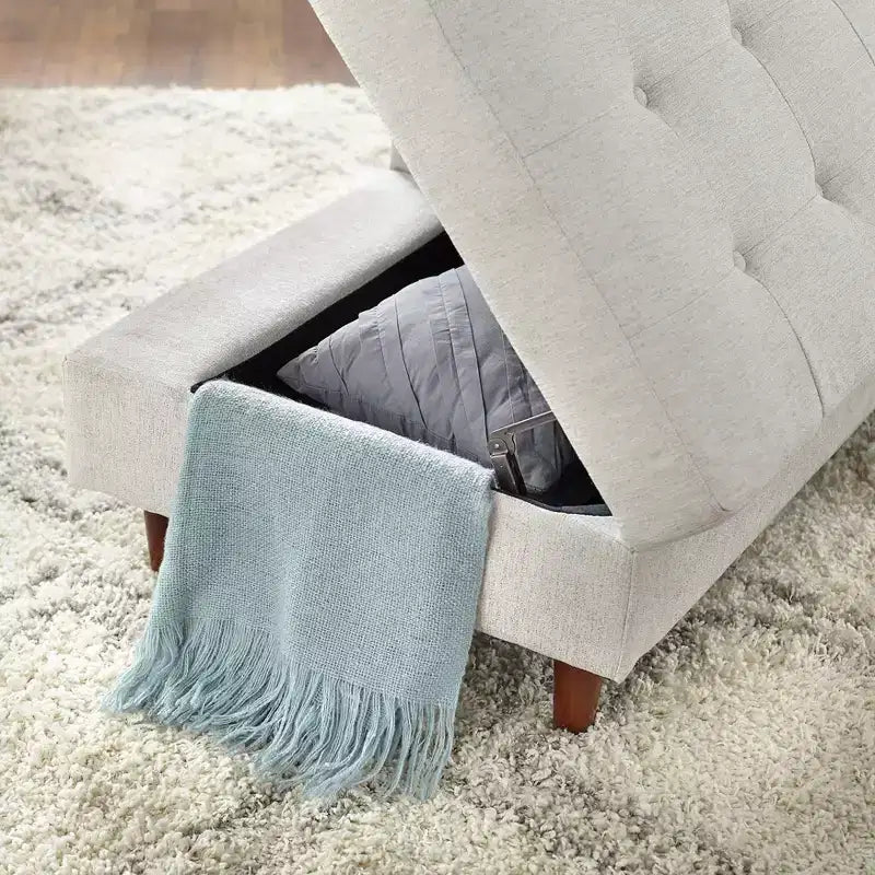 Chaise Longue Contenitore – Divano Relax Imbottito in Lino con Vano Nascosto
